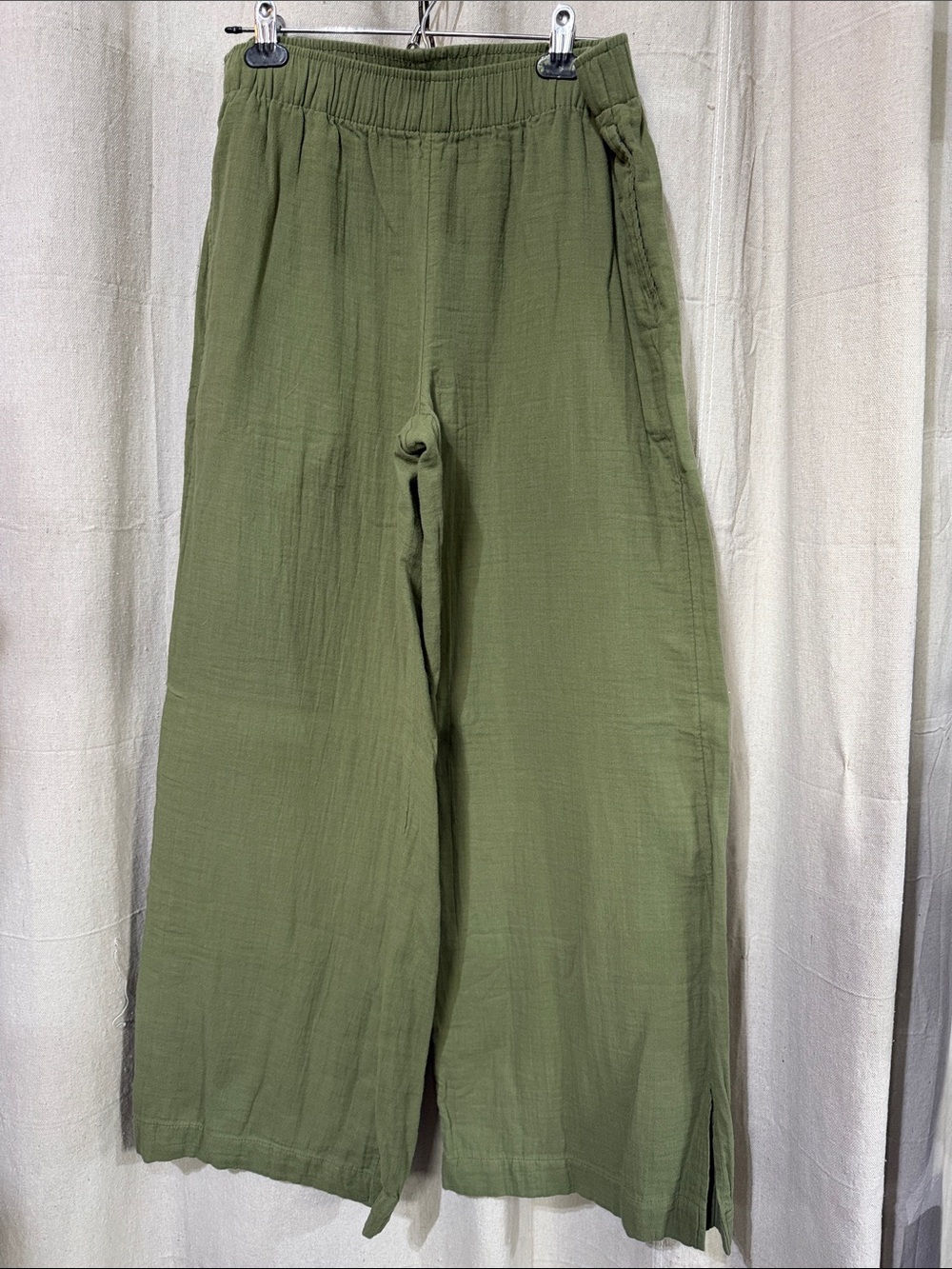Women’s Olive Green Wide-Leg Casual Pants